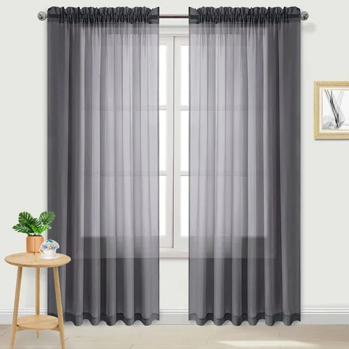 Vista 150 de DWCN Cortinas Transparentes Aqua de Voile Semitransparente con Bolsillo para Barra para Dormitorio y Sala de Estar, 36 x 36 pulgadas de Largo, Juego