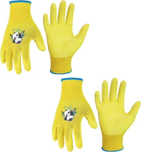 Vista 12 de HANDLANDY 3 pares de guantes de jardinería para niños sin látex, guantes de jardín para niños y niñas con revestimiento de nitrilo para niñas y Verde