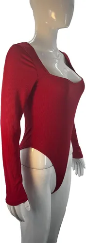 Vista 5 de Ludhou Body de manga larga abombada con cuello cuadrado para mujer sexy bodycon para ropa de mujer