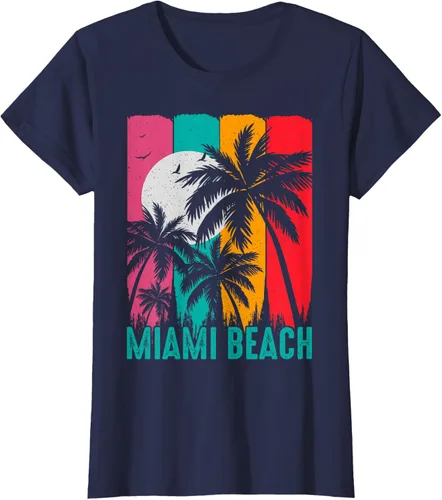 Vista 32 de Camiseta Miami Beach, Negro, S