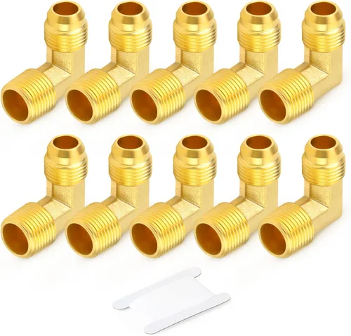 Vista 19 de GASHER Adaptador de codo de montaje de tubo de latón de 1/2 pulgada flare x 1/2 pulgada NPT macho Pipe
