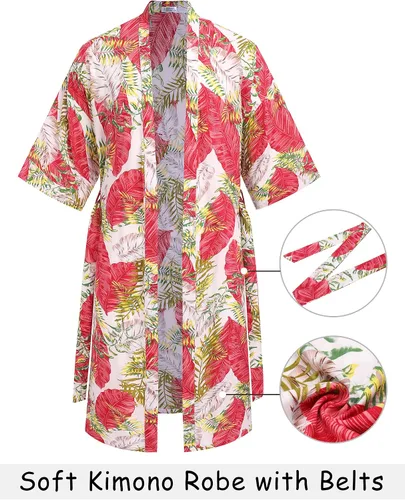 Vista 2 de COOFANDY Men's Lightweight Kimono Robe Japanese Bathrobes Open Front Long Cardigan Cloak with Belt