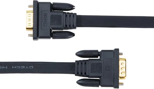 Vista 4 de DTech 10ft Ultra Delgado Monitor De Computadora VGA Cable 15 Pin Macho A Macho Conector SVGA Cable 10 Pies - Negro