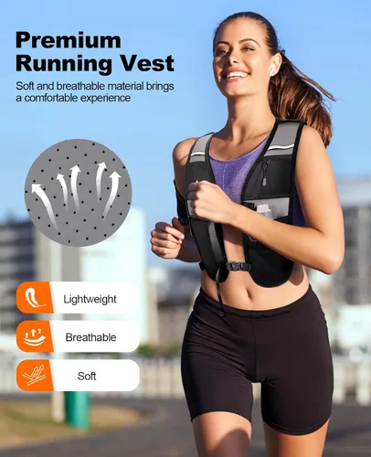 Vista 2 de Running Vest for Women Men, Lightweight Breathable Hydration Vest with Large Compartment, Reflective Running Hydration Vest, Run Water Vest for