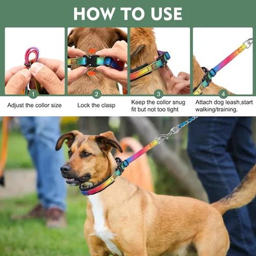 Vista 6 de Collar Martingale para perro, collar de entrenamiento para caminar sin tirones, collar táctico ajustable con hebilla de metal resistente, collar