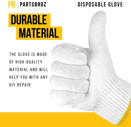 Vista 2 de PartsBroz Comfort-Fit Cotton Work Gloves Breathable One Size 1 Pair PB-2