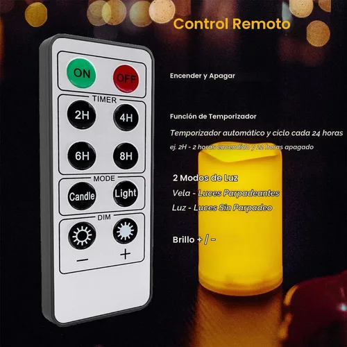 Vista 5 de Juego de 2 velas LED sin llama, impermeables, funcionan con pilas, con control remoto, de plástico, decorativas, para decoración del hogar, jardín