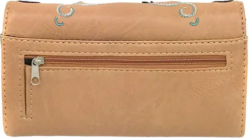 Vista 4 de Zelris Western Silver Cross Turquesa Mujeres Crossbody muñeca Trifold Wallet
