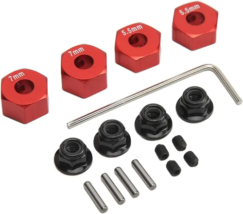Vista 5 de Cubo de rueda RC, 4 piezas de aleación de aluminio RC hexagonal, cubo de neumático de vehículo RC, juego de accesorios para 1/10 Slash 4x4 rustler