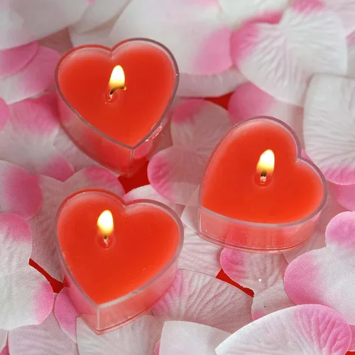 Vista 7 de Efavormart - Paquete de 12 velas de té con forma de corazón rojo para cumpleaños, propuesta, boda, fiesta, compromiso y decoración de mesa Blanco