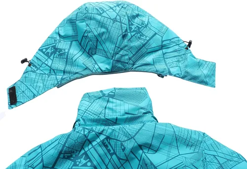Vista 4 de OTU - Chaqueta de esquí impermeable para mujer, cortavientos, abrigo de nieve con capucha para invierno