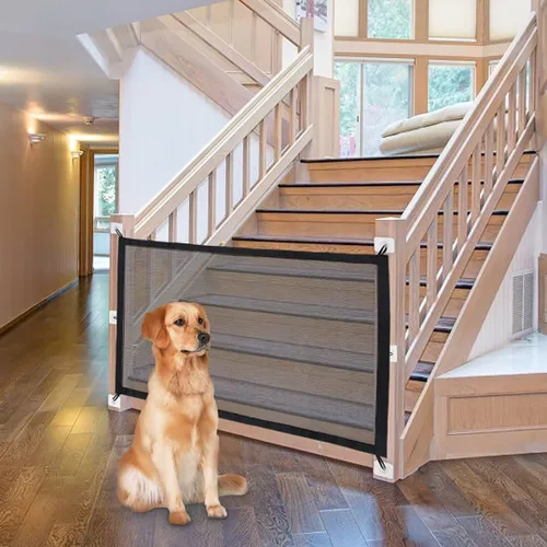 Vista 8 de NWK Puerta mágica para perros para escaleras, puerta para mascotas para la casa, proporciona un recinto seguro para que las mascotas jueguen