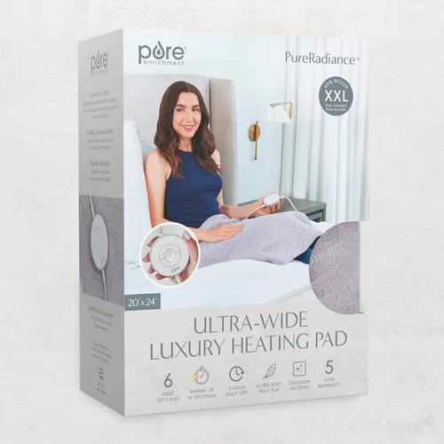 Vista 8 de Pure Enrichment PureRadiance - Almohadilla térmica de lujo ultra ancha, diseño patentado, piel sintética suave, Micromink, 6 ajustes de calor