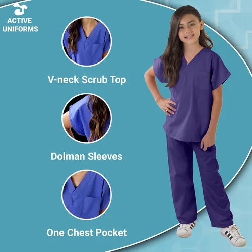 Vista 3 de Conjunto de ropa quirúrgica para niños, súper suave, conjunto médico para niños