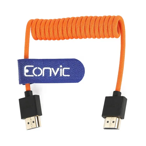 Vista 7 de 8K HDMI a abajo HDMI de alta velocidad negro en espiral trenzado cable para Sony A7S3 FX3 FX9 Canon C70 Z CAM E2 cámara Atomos Ninja V Shinobi Cable