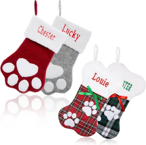 Vista 16 de Calcetines personalizados para mascotas Ulico, calcetines de Navidad personalizados para perros y gatos, calcetines de Navidad grandes bordados