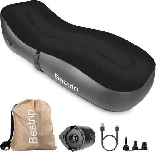 Vista 10 de Bestrip Sofá inflable con bomba incorporada – Sofá tumbona de aire de tamaño extra mejorado, cama portátil con bolsa de almacenamiento, cama