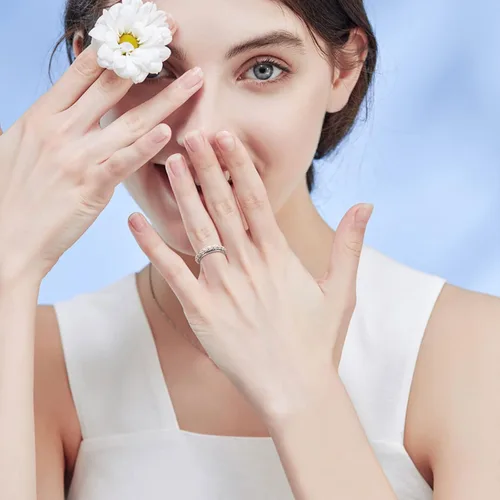 Vista 5 de Anillo giratorio para aliviar la ansiedad con margaritas You Are My Sunshine Flower Fidget Ring de plata esterlina TDAH para aliviar el estrés