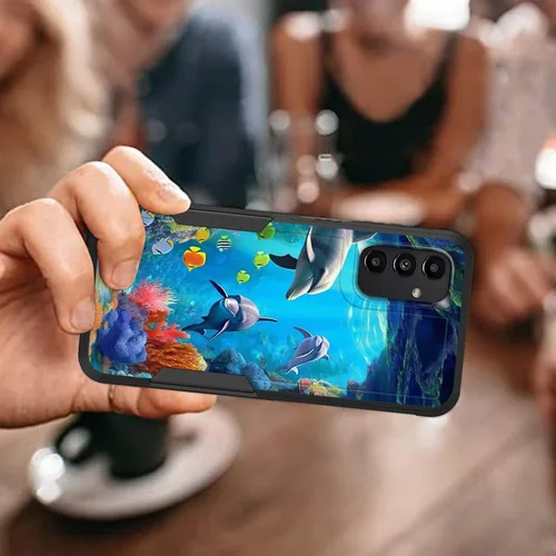 Vista 287 de Funda para Galaxy A14 5G, resistente de doble capa híbrida de policarbonato duro, goma suave, a prueba de golpes, funda protectora resistente