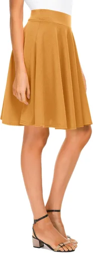 Vista 13 de Urban CoCo Women's Basic Midi Skirt Versatile Stretchy Flared Casual High Waisted Skirt Negro