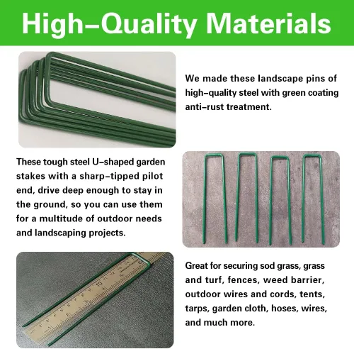 Vista 9 de Bakulyor 50 piezas de grapas verdes para paisajismo de 15 cm, estacas de césped artificial para jardín, calibre 11, grapas galvanizadas para césped