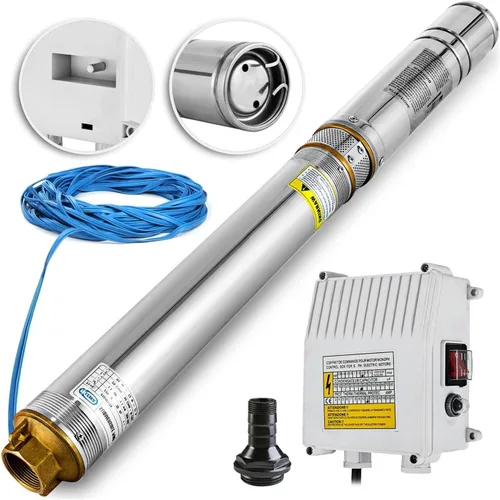 Vista 2 de Bomba sumergible pequeña ajustable para pozo 1.5 HP 220 V sumergible 335 pies cabeza 24GPM acero inoxidable profundo para uso industrial y doméstico