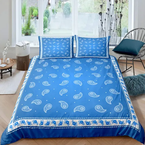 Vista 10 de Juego de funda de edredón de bandana morada, tamaño individual, juego de ropa de cama de 2 piezas de cachemira para decoración de dormitorio, funda