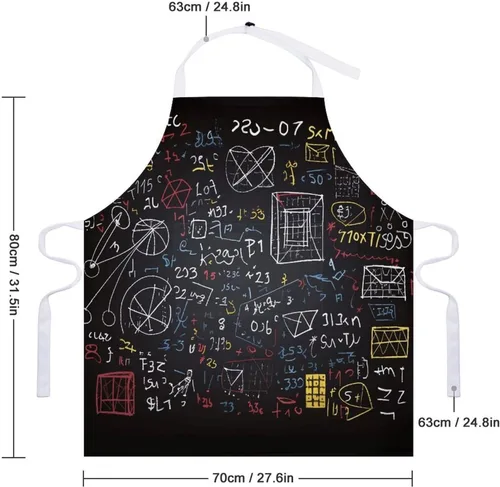 Vista 2 de Mathematics And Physics Apron with Pockets Water And Oil Resistant Kitchen Aprons Professional Adjustable Bib Apron for Women Men