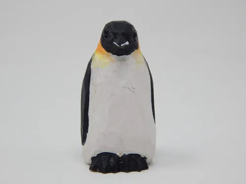 Vista 3 de Selsela Figura de pingüino emperador tallada a mano, figura de pájaro marino ártico en miniatura, arte de madera polar, adorno tallado a mano