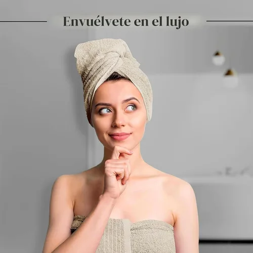 Vista 3 de Tens Towels Juego de 8 toallas, 2 extra grandes para baño, 2 para manos, 4 paños, 100% algodón, peso más ligero, secan más rápido, superabsorbentes