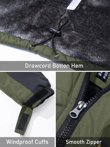 Vista 5 de MAGCOMSEN Men's Winter Coats Water Resistant Snow Ski Jacket Fleece Lined Parka 4 Pockets
