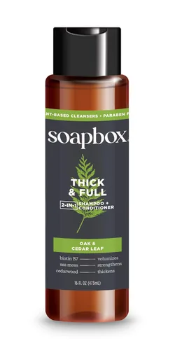 Vista 8 de Soapbox Champú y Acondicionador 2 en 1 Espeso y Completo para Hombres, Champú y Acondicionador Natural para Hombres, Roble y Hoja de Cedro, 16 oz