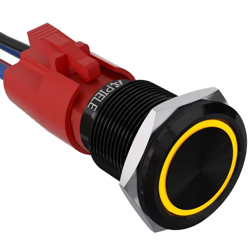 Vista 8 de APIELE Interruptor de botón con pestillo de 10 amperios y 0.748 in, 12 V, SPST, LED, impermeable, redondo, autobloqueante, 1NO (aluminio negro, azul)
