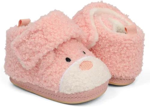 Vista 3 de ESTAMICO Botas cálidas de forro polar para recién nacidos, con suela antideslizante para cuna, calcetines de invierno, zapatos de dibujos animados