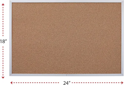 Vista 2 de Universal 43613 - Tablón de anuncios, corcho natural, 36 x 24 pulgadas, marco de aluminio con acabado satinado