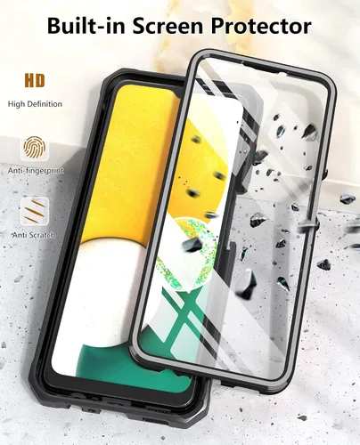 Vista 4 de SOiOS - Funda para Samsung Galaxy A13 5G con protector de pantalla integrado, color negro Rugged Kickstand, 20FT Military-Grade Drop Protection