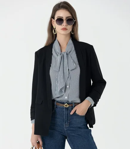 Vista 3 de Beninos Chaqueta informal de manga plegable 34 para mujer, sin botón