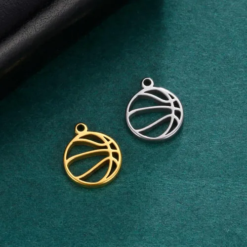 Vista 5 de kkjoy 5 dijes de bola deportiva de acero inoxidable para hacer joyas y manualidades, varios dijes, suministros de manualidades, accesorios