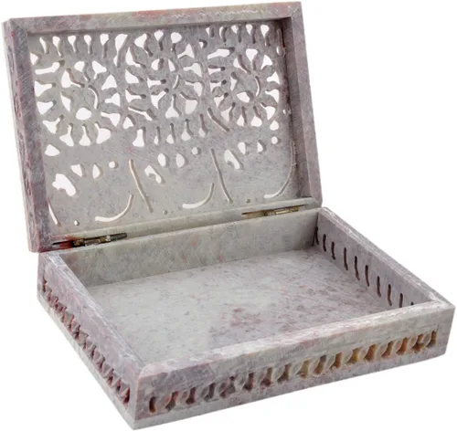 Vista 3 de Hashcart Joyero de mármol pequeña caja decorativa de tarot, caja de almacenamiento de baratijas, caja de esteatita tallada a mano, gran regalo
