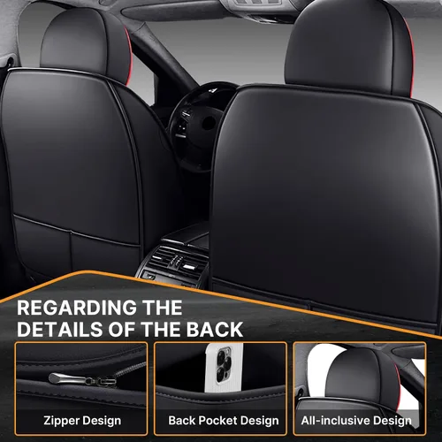 Vista 4 de Fundas protectoras de asiento de automóvil de lujo de 2 asientos para Volvo XC40 2019-2025, diseño de bolsa de almacenamiento trasera, almohada