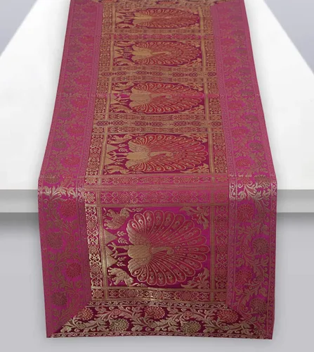 Vista 7 de Camino de mesa tradicional de seda rectangular decorativo, mantel de seda para centro de mesa con diseño floral ético, alfombrilla para mesa 152,4 x