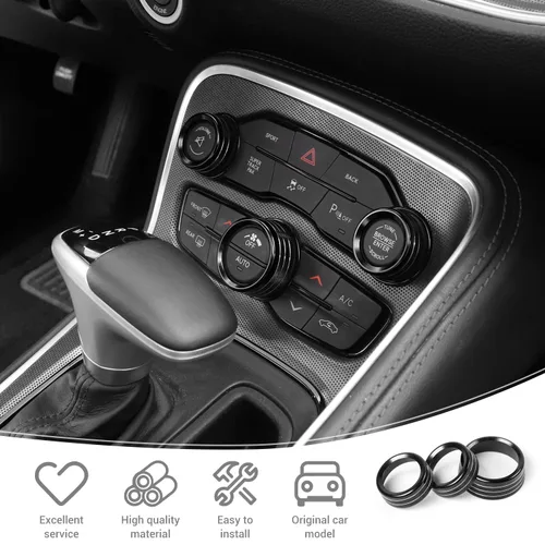 Vista 4 de para Challenger Cubierta de Mando de AC/Radio para Dodge Charger 2011+/Challenger 2015+/RAM 2012-2017/Durango 2016-2022/Chrysler 300C 2011+ Negro