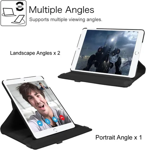 Vista 6 de Fintie - Funda giratoria para iPad 6ª/5ª generación (2018/2017), iPad Air 2 / Air 1 (24.6 cm) - Funda giratoria de 360 grados con pie, función