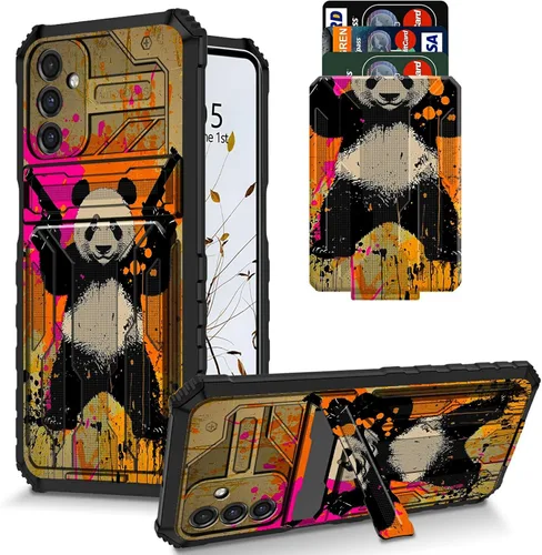 Vista 52 de Funda para Galaxy S21 FE 5G 2022 con soporte, funda de doble capa de policarbonato duro de TPU suave, estampado de vaca, estampado animal