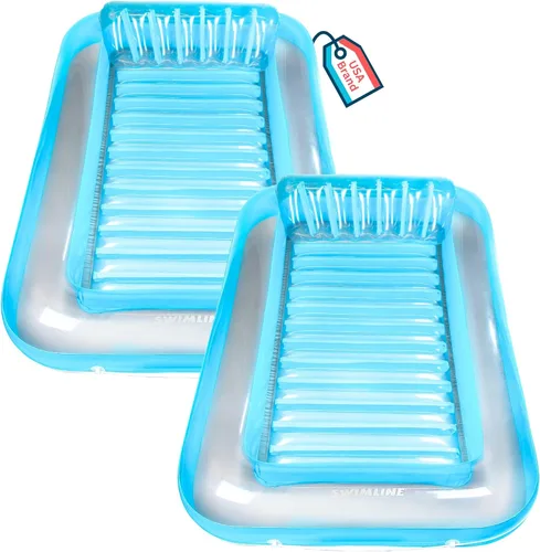 Vista 8 de SWIMLINE Original Suntan Tub Series Classic Inflatable Tanning Float Floating Lounge Personal Tan Pool Hybrid Lounger Adjustable Pillow Fill