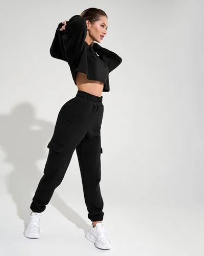 Vista 2 de Bona Fide Pantalones deportivos de cintura alta para mujer, pantalones deportivos para entrenamiento y yoga, cómodos pantalones holgados
