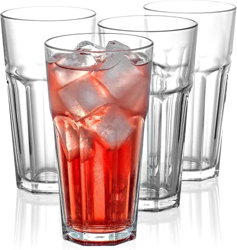 Vista 10 de Red Co. Juego de 6 vasos de vidrio transparente de 16 onzas líquidas para agua, jugo, cerveza, cócteles