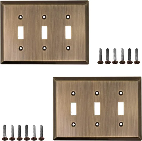 Vista 10 de Placas de pared decorativas clásicas de latón antiguo Enchufe eléctrico y cubiertas de interruptor Estilo: 1 Gang Decorator (paquete de 4)