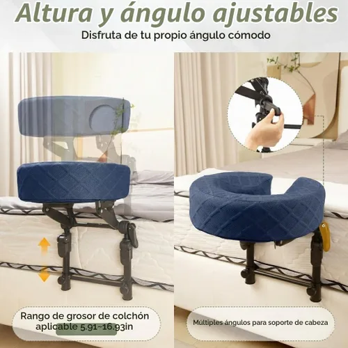 Vista 6 de Reposacabezas de masaje para cama, cuna ajustable para masaje facial en casa, kit de mesa de masaje portátil para colchón de dormir, almohada boca