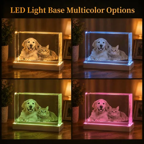 Vista 8 de Foto de cristal 3D, regalos personalizados de Navidad para mamá, esposa, mujer, papá, marido, abuela, foto personalizada en cristal, único
